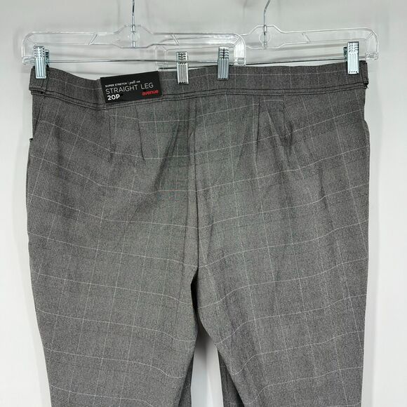 NWT Avenue Pants Women 20P Gray Plaid Straight Leg Super Stretch Pull-on Trouser - Picture 3 of 9